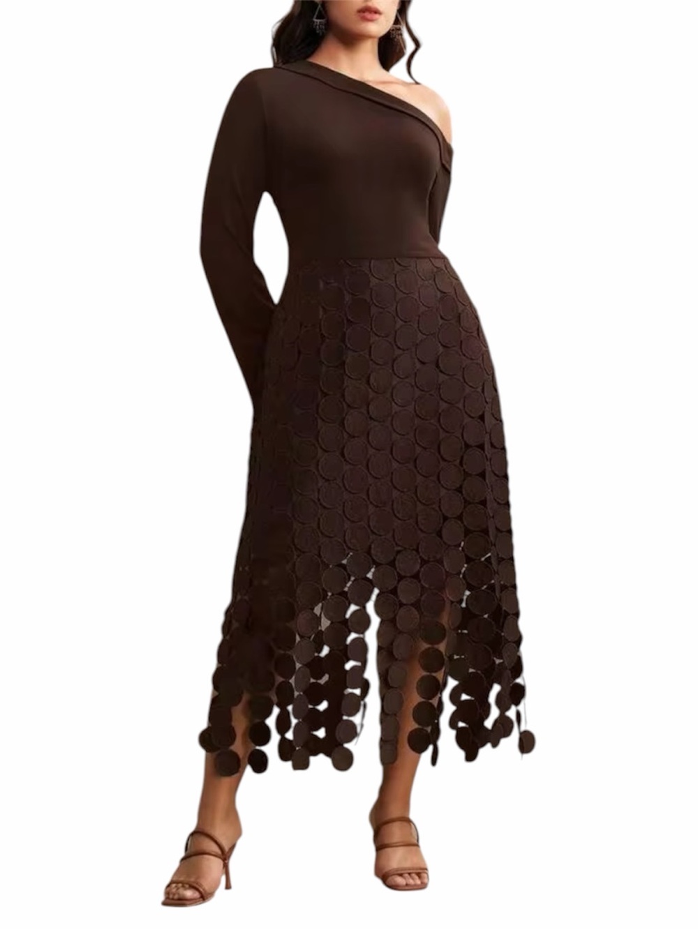 🆕Anewsta Women Holiday Dress Sexy Bodycon Oblique Shoulder Hallow out Tassle